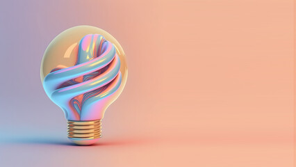 Aufkleber - Funny, ultra soft bulb isolated on pink background. Pastel colors. Colorful poster and banner. Cartoon minimal air style. 3D illustration