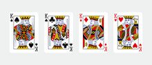Four King In A Row - Playing Cards, Isolated On White