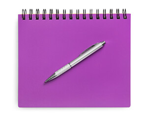 Canvas Print - Blank notebook and pen on a white background