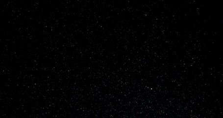 Wall Mural - Cinematic dust particles floating on black background in slow motion. Atmosphere overlay. Filmed with RED camera