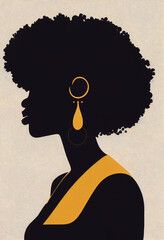 Wall Mural - minimal illustration, BLACK WOMAN IN PROFILE WITH AFRO HAIR AND VECTOR STYLE, bipoc rights, women