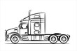 American truck without a trailer  abstract silhouette on white background. A hand drawn of a american truck car. Vector illustration view from side.
