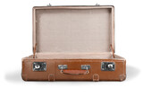 Fototapeta Paryż - Open old Used brown travel Suitcase
