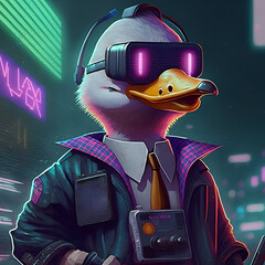 Cyberpunk Duck, neon lights