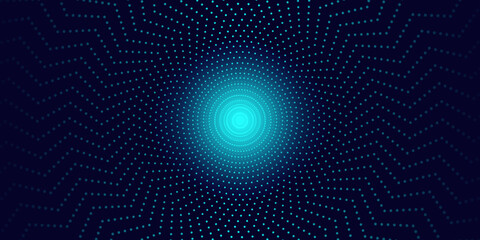 Poster - Abstract blue light halftone dots background. Minimal optical design template. Vector, 2022-2023