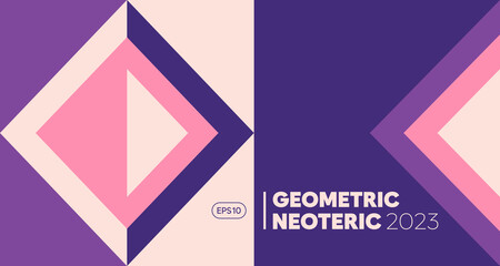 Poster - Minimal geometric shape pattern background. Creative page layout template. Vector, 2023