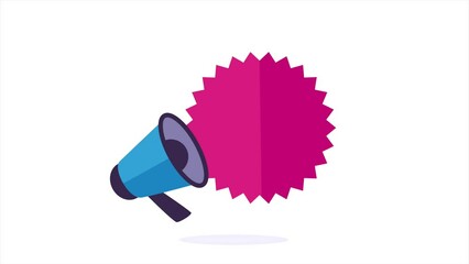 Poster - megaphone with market sticker animation