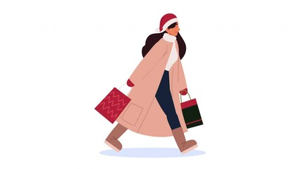 Wall Mural - woman in christmas shopping day