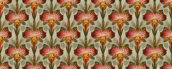 Poster - pattern with tulips