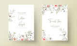 Fototapeta Sypialnia - beautiful watercolor wedding invitation card with elegant flower and tiny foliage