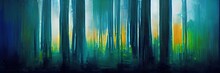 Abstract Forest Thick Paint Brush Forest Oil Landscape Scenery Art. 