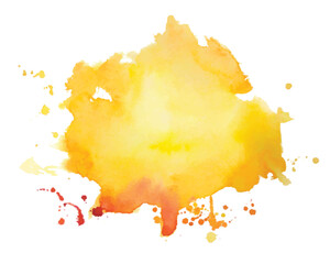 Wall Mural - hand painted yellow watercolor stain abstract background