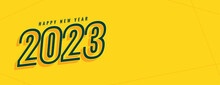 Minimal 2023 New Year Yellow Wallpaper In Line Style