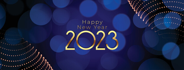Canvas Print - 2023 new year party poster with bokeh and light effect