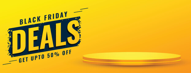Wall Mural - yellow black friday big deal banner with 3d podium platform