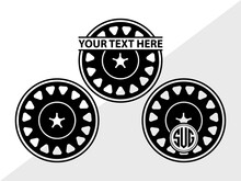 Wheel Monogram, Wheel Hubcap Silhouette, Wheel Hubcap Svg, Auto Rubber Svg, Tyre Svg, Tire Svg, SB00056