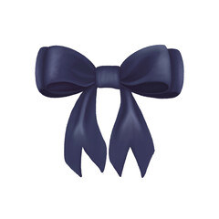 Wall Mural - Watercolor dark navy blue bow illustration. Hand drawn watercolor gift bow illustration isolated on transparent background. Perfect for Party or greeting object,etc.