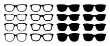 Set Of Glasses In Flat Style Isolated