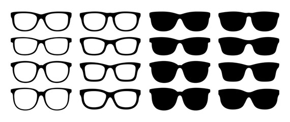 Set of Glasses in flat style isolated