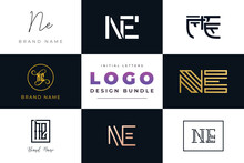 Initial Letters NE Logo Design Bundle