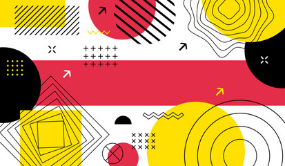 Poster - Abstract geometric background with different shape elements. Design elements banner