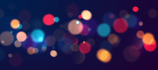 Poster - Colorful bokeh lights background. Blurred circle shapes. Vector illustration 