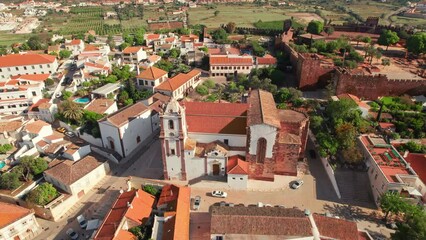 Wall Mural - Aerial view of Silves town with famous castle and Cathedral, Algarve, Portugal