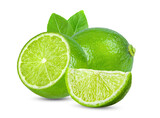 Fototapeta Nowy Jork - Lime with leaf isolated on transparent png
