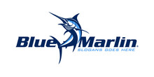 Marlin Fish Logo Template. Unique And Fresh Marlin Fish Jumping Out Of The Water. Great To Use As Your Marlin Fishing Activity.