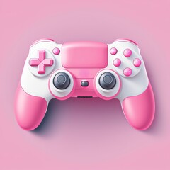Poster - Funny, ultra soft Modern game joystick isolated on pink background. Pastel colors. Colorful poster and banner. Cartoon minimal air style. 3D illustration