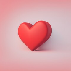 Aufkleber - Funny, ultra soft Red heart isolated on pink background. Pastel colors. Colorful poster and banner. Cartoon minimal air style. 3D illustration