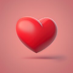 Aufkleber - Funny, ultra soft Red heart isolated on pink background. Pastel colors. Colorful poster and banner. Cartoon minimal air style. 3D illustration