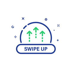 Poster - Move Arrow Next Button in Internet Social App Line Icon. Swipe Up Linear Pictogram. Drag Element Scroll Continue in Mobile Application Outline Symbol. Editable Stroke. Isolated Vector Illustration