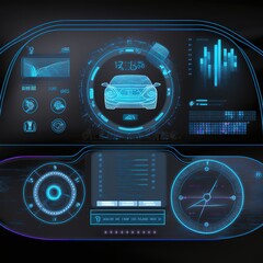 Leinwandbilder - Car service in the style of HUD .hologram of the car. Scan and Maintenance Automobile in 3D visualisation hologram. 3d illustration