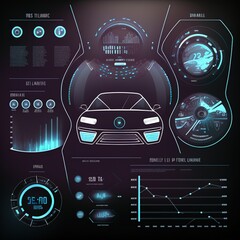 Leinwandbilder - Car service in the style of HUD .hologram of the car. Scan and Maintenance Automobile in 3D visualisation hologram. 3d illustration