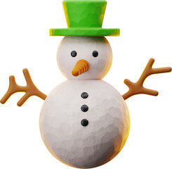 Premium Christmas snowman icon 3d rendering on isolated background