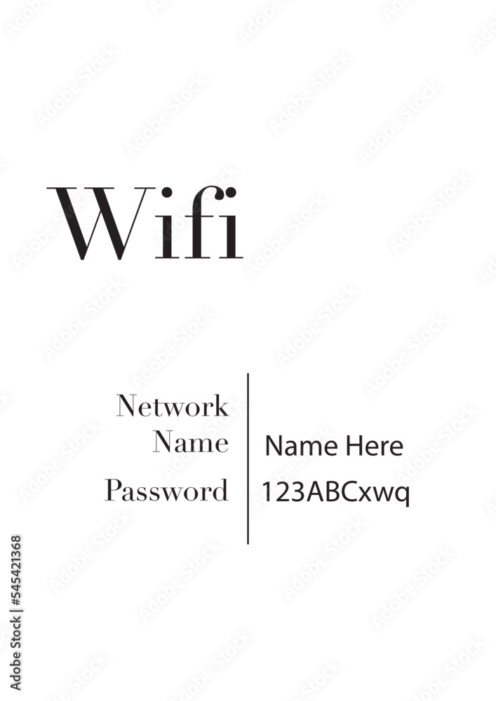 WIFI Password Sign Printable Editable WiFi Sign Template Stock Vector