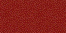 Christmas Red And Gold Polka Dot Pattern. Editable Vector Seamless Confetti Pattern Of Winter Gold Snowfall For Celebration Or Festive Design, Social Media Or Web Materials.