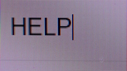 Poster - Help me concept. Typing text on computer. 4k footage UHD 3840x2160