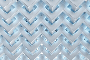 Poster - White grid. Architectural abstract concept. Architectural background. White volumetric lattice is intertwined. Architectural triangular pattern. Light texture. Modern background. 3d rendering.