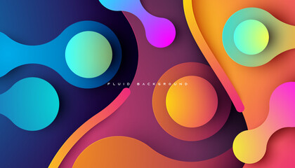Wall Mural - Colorful gradient dynamic rounded fluid background papercut style