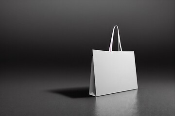 Sticker - 3D digital render of a white shopping bag mockup with copy space on a dark background