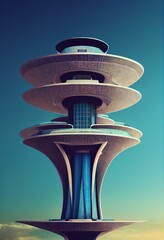 Sticker - Digital 3D render of a futuristic modern tower skyscraper design