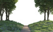 © Poprock3d - Way path through grass field and trees way path through grass field and trees