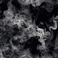 Smoke on black background - seamless texture with smoke. Abstract of steam. Steam flow