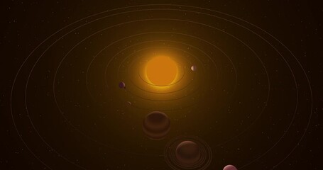 Sticker - 3D rendering of solar system with planets revolving around the Sun