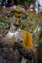 Classical Ancient Statue Of A Woman In A Backyard Garden In Summer. Suburb Of Venice. Italy