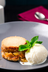 Sticker - apple pie on plate with a scoop of vanilla ice cream