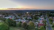 Sutherland suburb at dawn, buildings, main street, lush trees and skyline, South Sydney, Australia