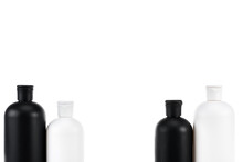 Black White Cosmetic Bottles Isolated